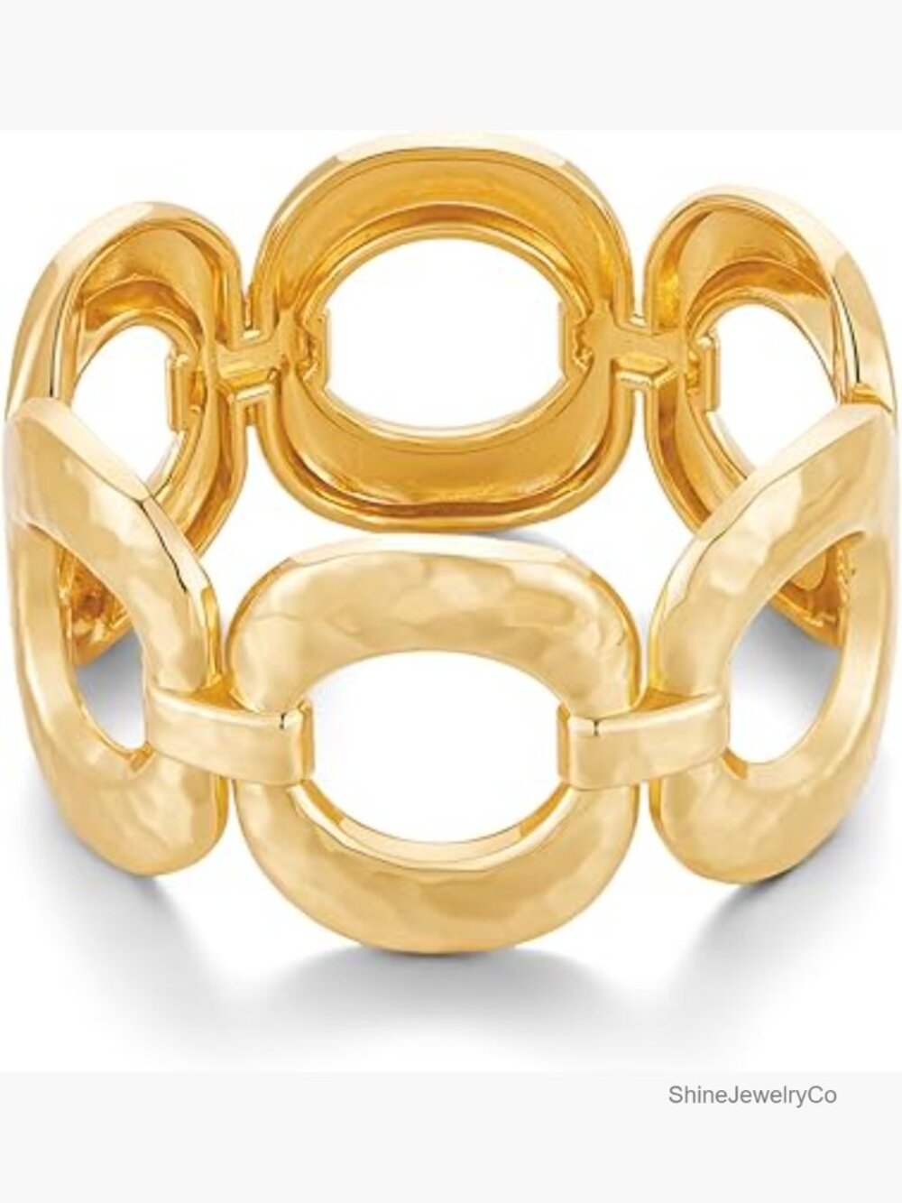 Chunky Gold Bangle Bracelet Hinged Clasp Statement Jewelry Women